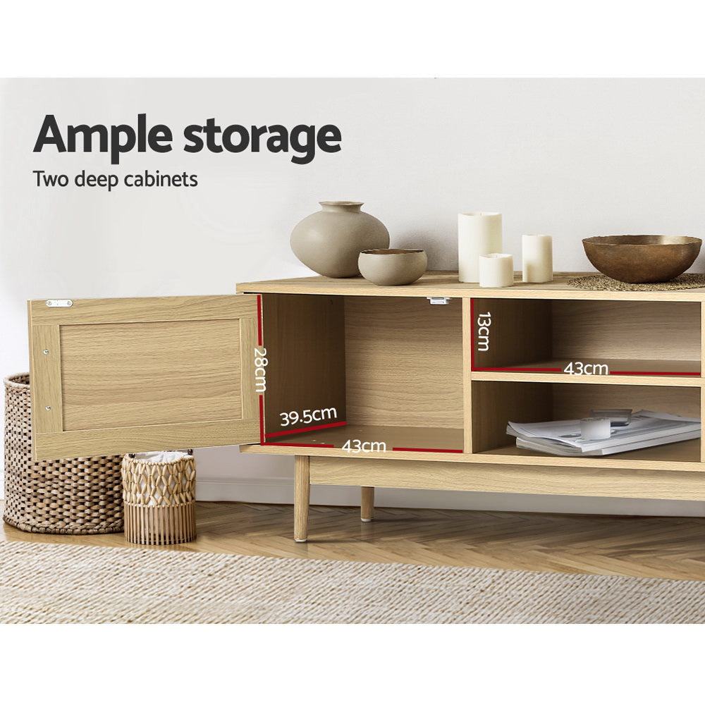 Artiss TV Cabinet Entertainment Unit Storage Cabinets Rattan Wooden 180CM-Entertainment Units-PEROZ Accessories