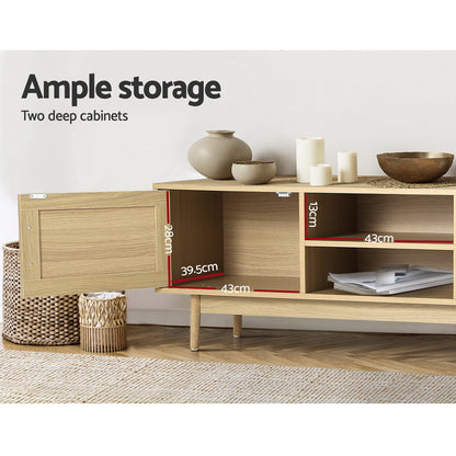 Artiss TV Cabinet Entertainment Unit Storage Cabinets Rattan Wooden 180CM-Entertainment Units-PEROZ Accessories