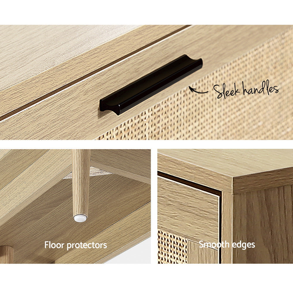 Artiss TV Cabinet Entertainment Unit Storage Cabinets Rattan Wooden 180CM-Entertainment Units-PEROZ Accessories