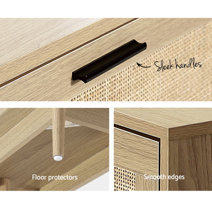 Artiss TV Cabinet Entertainment Unit Storage Cabinets Rattan Wooden 180CM-Entertainment Units-PEROZ Accessories