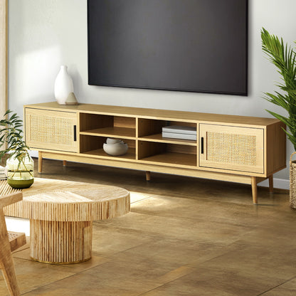 Artiss TV Cabinet Entertainment Unit Storage Cabinets Rattan Wooden 180CM-Entertainment Units-PEROZ Accessories