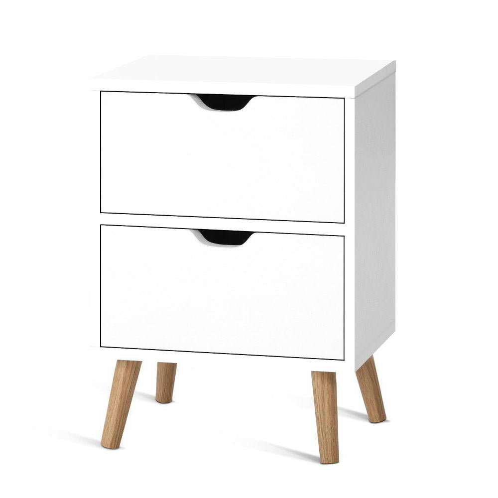 Artiss Bedside Table 2 Drawers - BODEN White-Bedside Tables-PEROZ Accessories