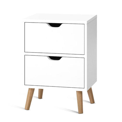 Artiss Bedside Table 2 Drawers - BODEN White-Bedside Tables-PEROZ Accessories