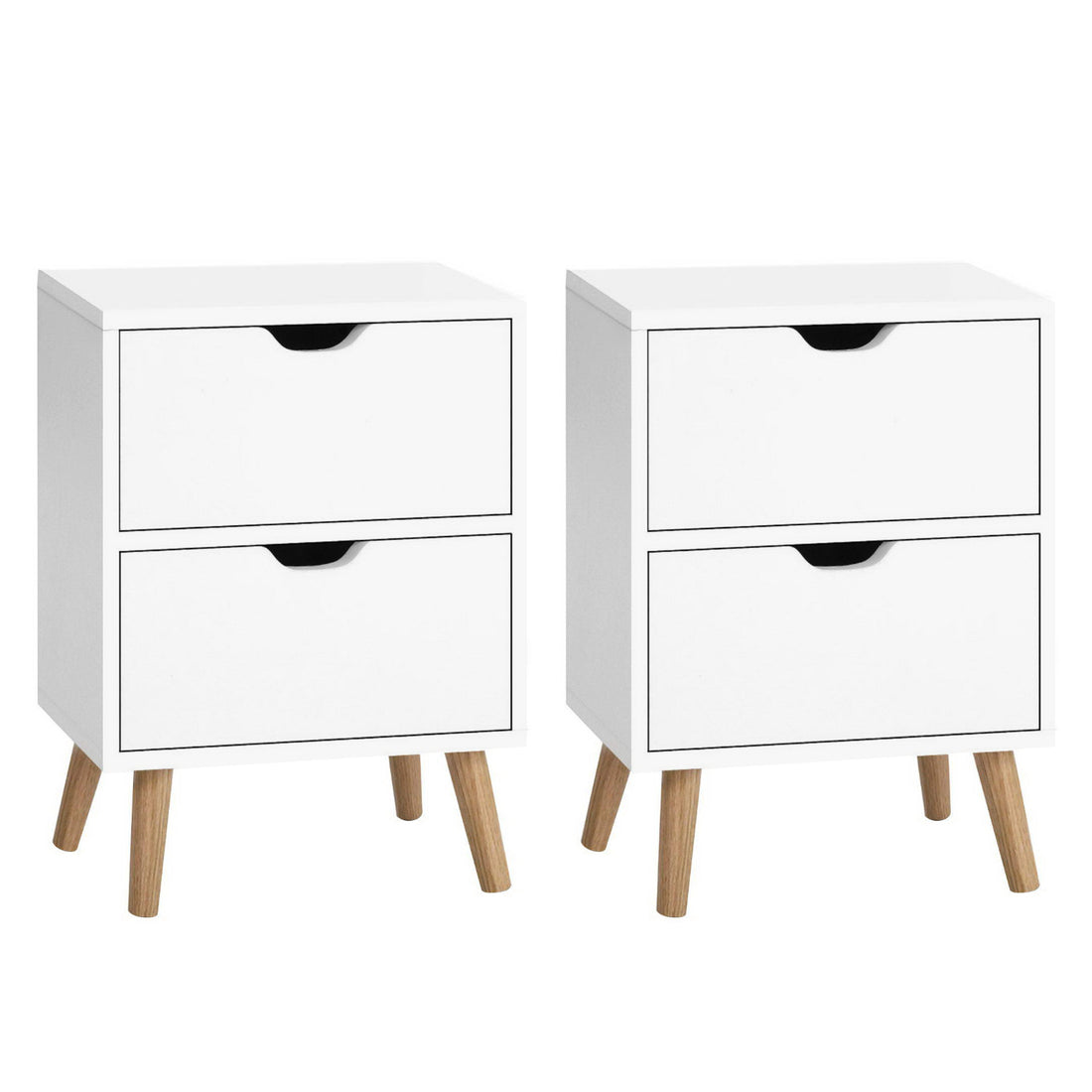 Artiss 2X Bedside Table 2 Drawers - BODEN White-Furniture &gt; Bedroom &gt; Bedside Tables-PEROZ Accessories