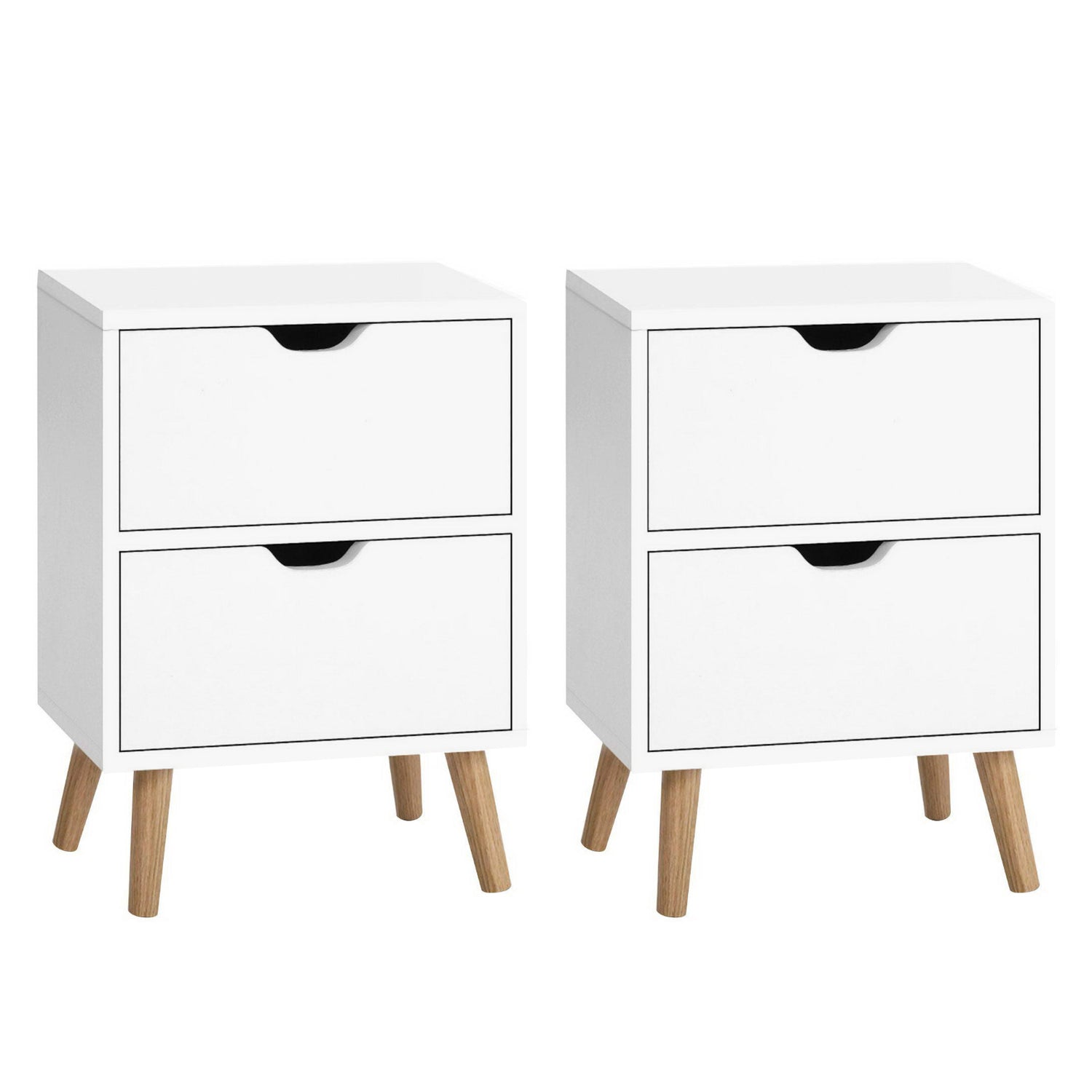 Artiss 2X Bedside Table 2 Drawers - BODEN White-Furniture &gt; Bedroom &gt; Bedside Tables-PEROZ Accessories