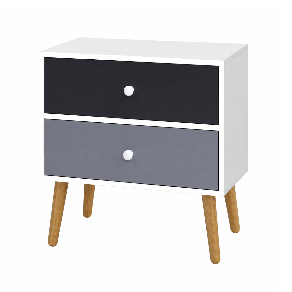 Artiss Bedside Table 2 Drawers - BONDS White-Bedside Tables-PEROZ Accessories