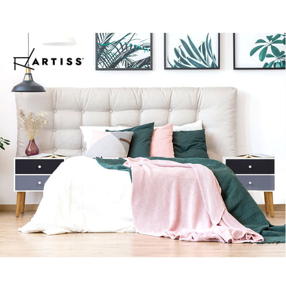 Artiss Bedside Table 2 Drawers - BONDS White-Bedside Tables-PEROZ Accessories