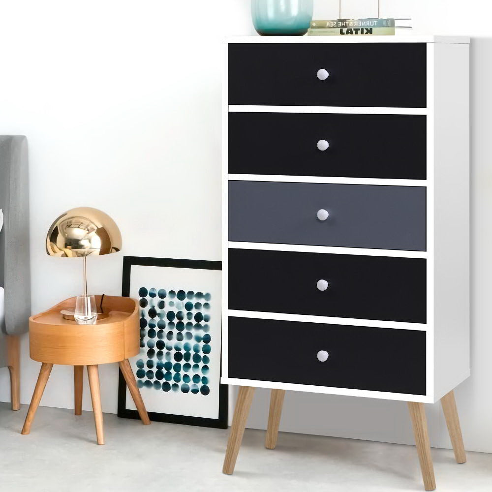 Artiss 5 Chest of Drawers - BONDS White-Furniture &gt; Living Room-PEROZ Accessories