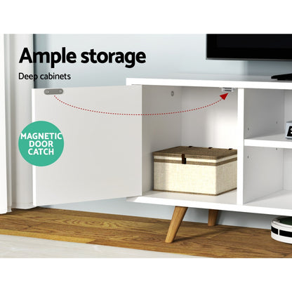 Artiss TV Cabinet Entertainment Unit Stand Wooden Scandinavian 120cm White-Entertainment Units-PEROZ Accessories