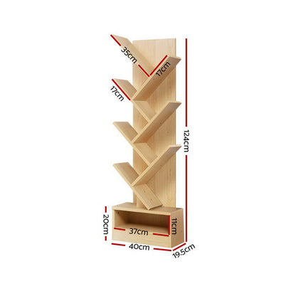Artiss Tree Bookshelf 7 Tiers - ECHO Oak-Bookcases &amp; Shelves-PEROZ Accessories