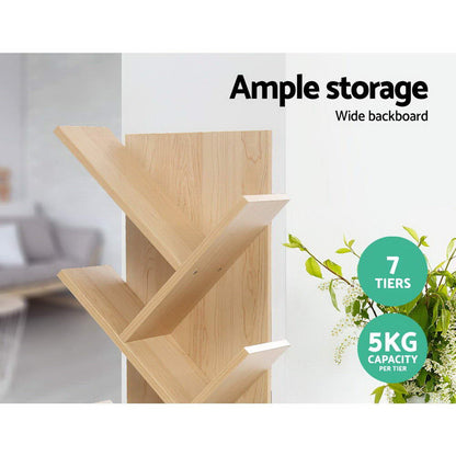 Artiss Tree Bookshelf 7 Tiers - ECHO Oak-Bookcases &amp; Shelves-PEROZ Accessories