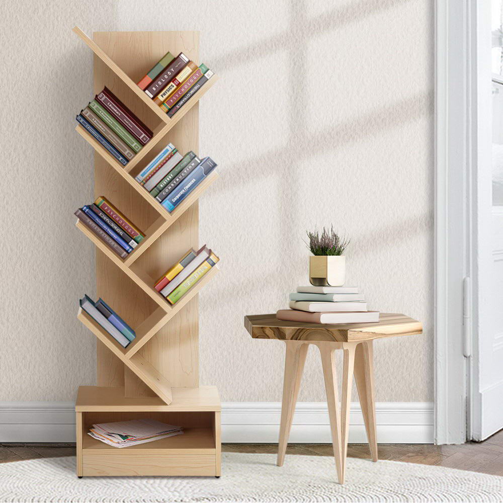 Artiss Tree Bookshelf 7 Tiers - ECHO Oak-Bookcases &amp; Shelves-PEROZ Accessories