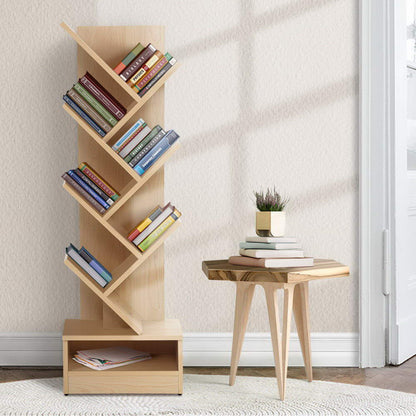 Artiss Tree Bookshelf 7 Tiers - ECHO Oak-Bookcases &amp; Shelves-PEROZ Accessories