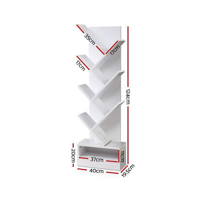 Artiss Tree Bookshelf 7 Tiers - ECHO White-Bookcases &amp; Shelves-PEROZ Accessories