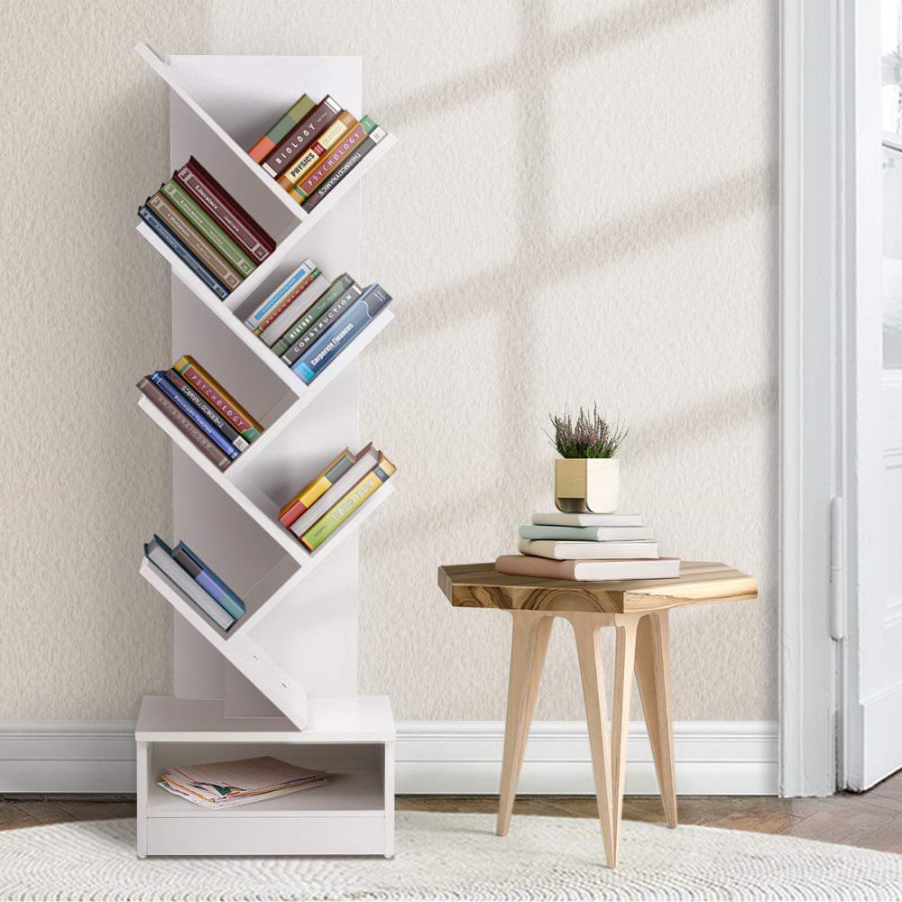Artiss Tree Bookshelf 7 Tiers - ECHO White-Bookcases &amp; Shelves-PEROZ Accessories
