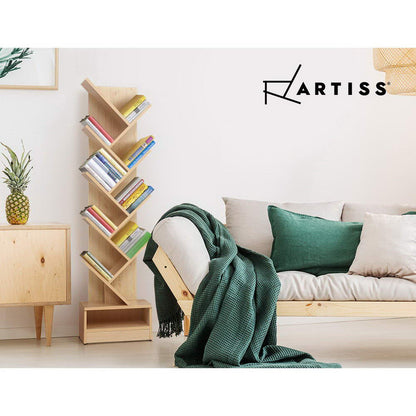 Artiss Tree Bookshelf 9 Tiers - ECHO Oak-Bookcases &amp; Shelves-PEROZ Accessories