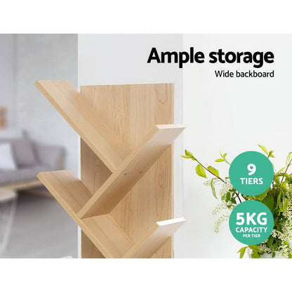 Artiss Tree Bookshelf 9 Tiers - ECHO Oak-Bookcases &amp; Shelves-PEROZ Accessories