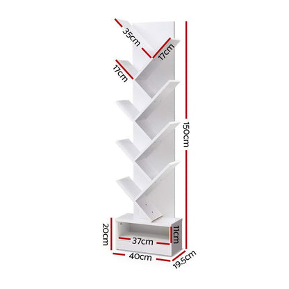 Artiss Tree Bookshelf 9 Tiers - ECHO White-Bookcases &amp; Shelves-PEROZ Accessories