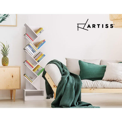 Artiss Tree Bookshelf 9 Tiers - ECHO White-Bookcases &amp; Shelves-PEROZ Accessories