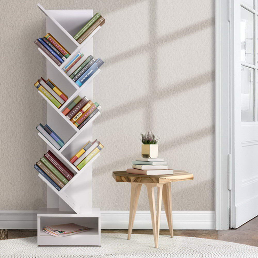 Artiss Tree Bookshelf 9 Tiers - ECHO White-Bookcases &amp; Shelves-PEROZ Accessories