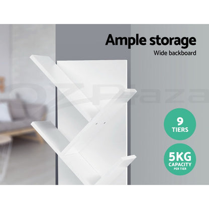 Artiss Tree Bookshelf 9 Tiers - ECHO White-Bookcases &amp; Shelves-PEROZ Accessories