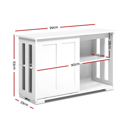 Artiss Buffet Sideboard Sliding Doors - SERA White-Furniture &gt; Living Room-PEROZ Accessories