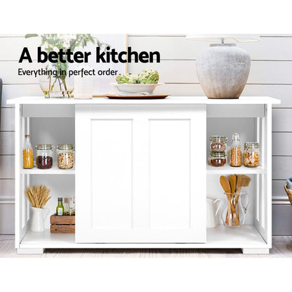 Artiss Buffet Sideboard Sliding Doors - SERA White-Furniture > Living Room-PEROZ Accessories