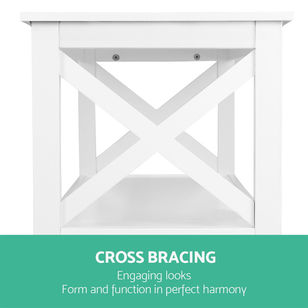 Artiss Console Table 3-tier White Polly-Console Tables-PEROZ Accessories