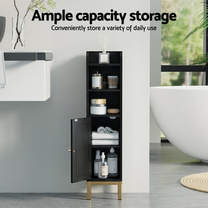 Artiss Bathroom Storage Cabinet Floor Organizer Toilet Corner Adjustable Black-Furniture > Bathroom > Bathroom Cabinets, Cupboards &amp; Storage-PEROZ Accessories