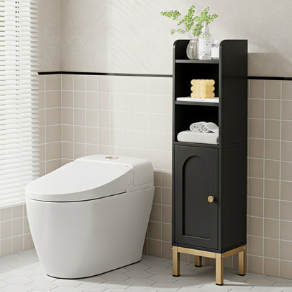 Artiss Bathroom Storage Cabinet Floor Organizer Toilet Corner Adjustable Black-Furniture > Bathroom > Bathroom Cabinets, Cupboards &amp; Storage-PEROZ Accessories