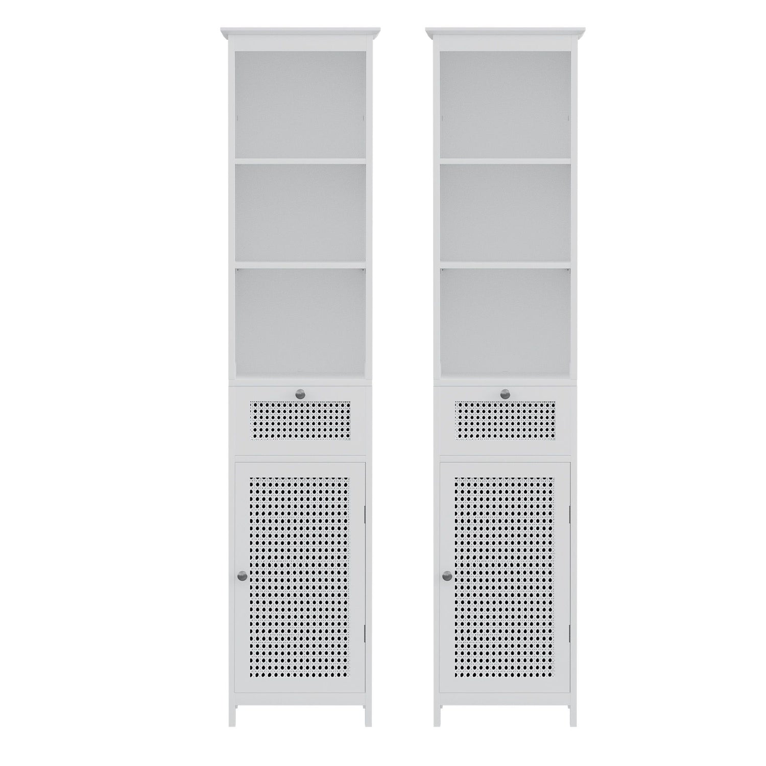 Artiss Bathroom Cabinet Storage X2 White Rattan 161cm