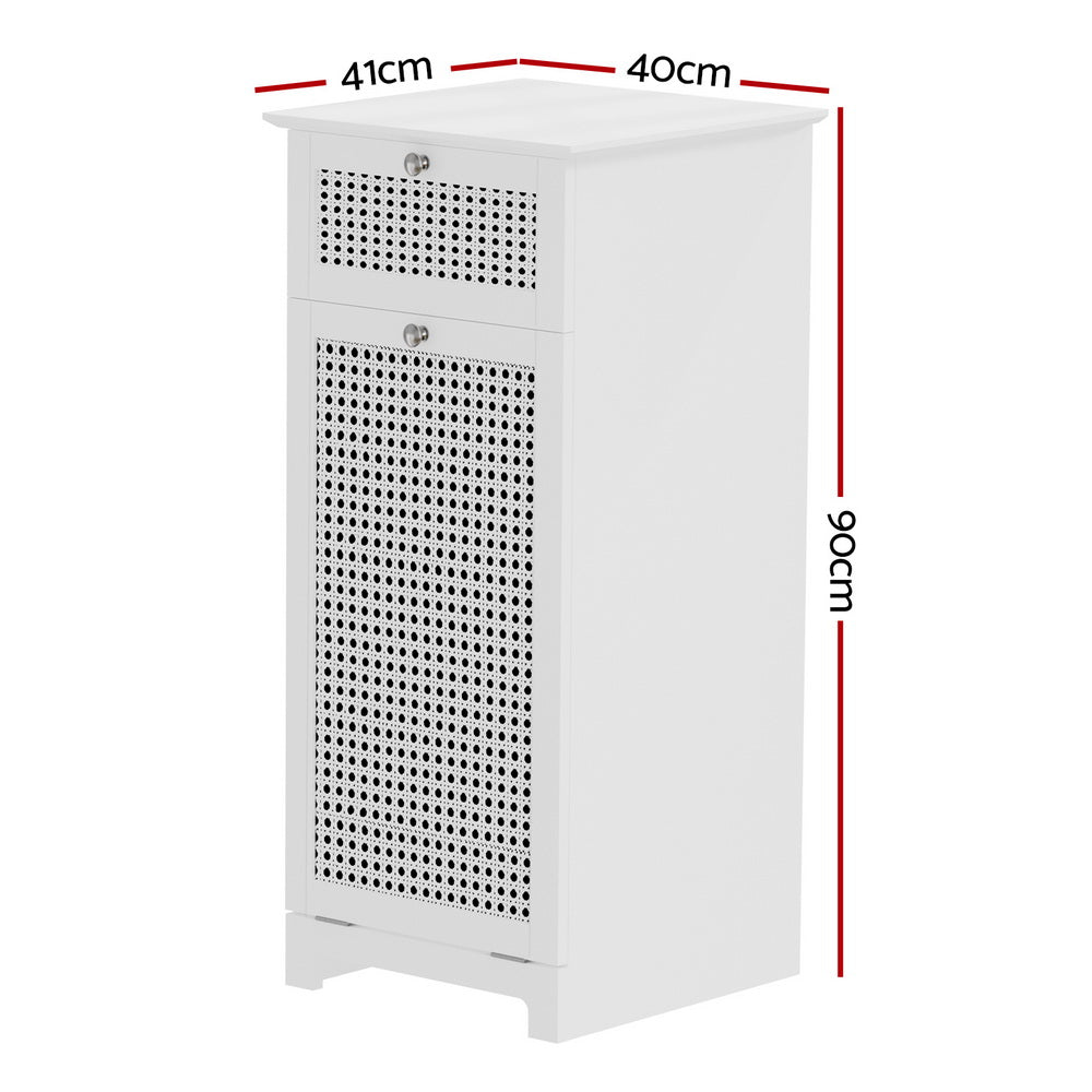Artiss Laundry Hamper Cabinet Bathroom Storage White Rattan Clothes Basket-Furniture &gt; Bathroom-PEROZ Accessories