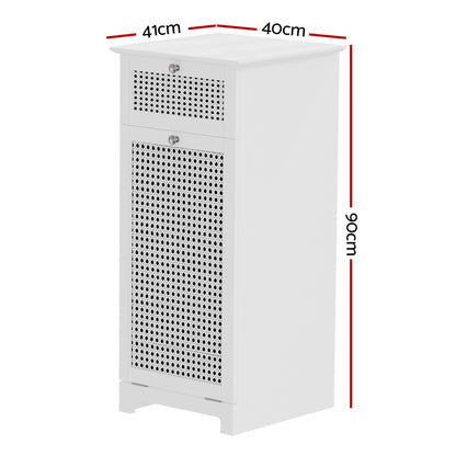 Artiss Laundry Hamper Cabinet Bathroom Storage White Rattan Clothes Basket-Furniture &gt; Bathroom-PEROZ Accessories