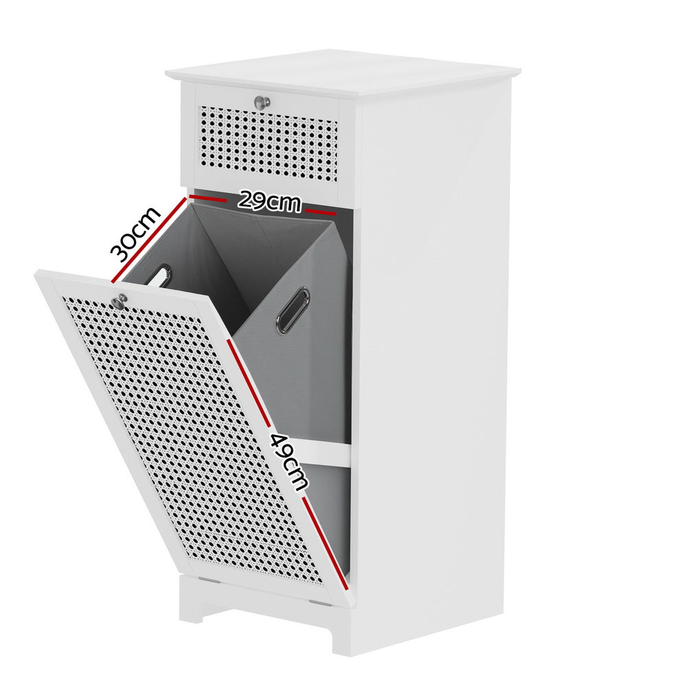 Artiss Laundry Hamper Cabinet Bathroom Storage White Rattan Clothes Basket-Furniture &gt; Bathroom-PEROZ Accessories