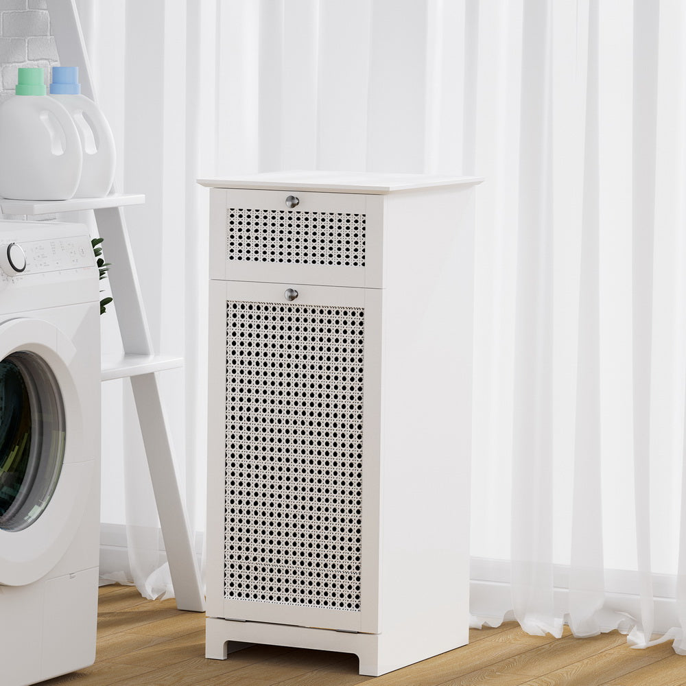 Artiss Laundry Hamper Cabinet Bathroom Storage White Rattan Clothes Basket-Furniture &gt; Bathroom-PEROZ Accessories