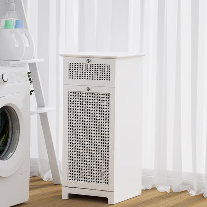 Artiss Laundry Hamper Cabinet Bathroom Storage White Rattan Clothes Basket-Furniture &gt; Bathroom-PEROZ Accessories