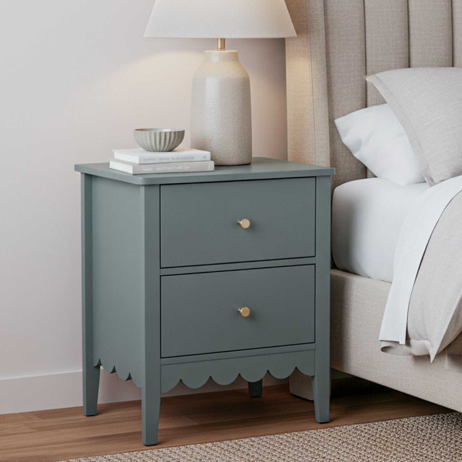 Artiss Bedside Table 2 Drawers Bedroom Storage Nightstand Green-Furniture > Bedroom > Bedside Tables-PEROZ Accessories