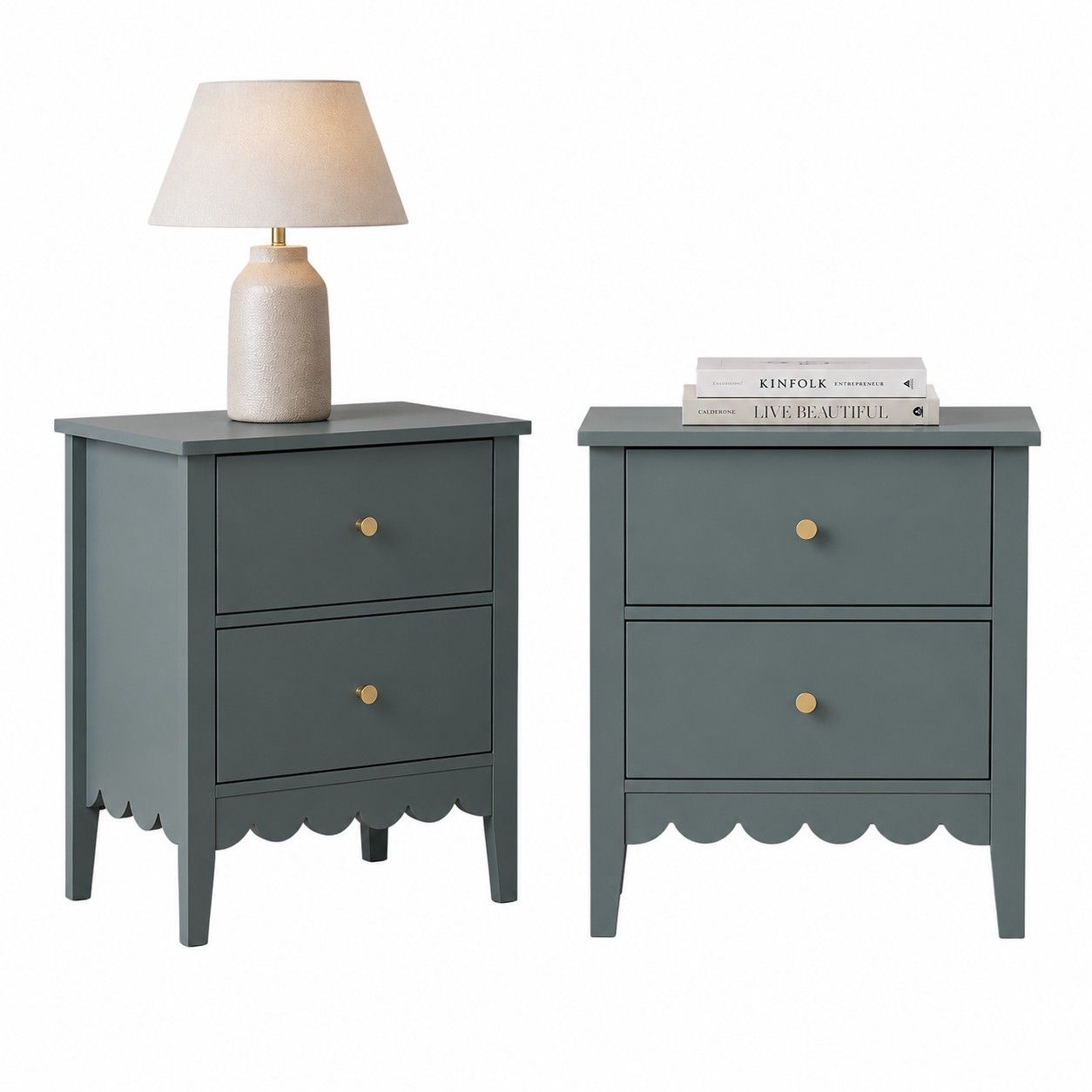 Artiss 2X Bedside Table 2 Drawers Bedroom Storage Nightstand Green