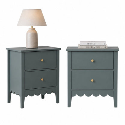 Artiss 2X Bedside Table 2 Drawers Bedroom Storage Nightstand Green