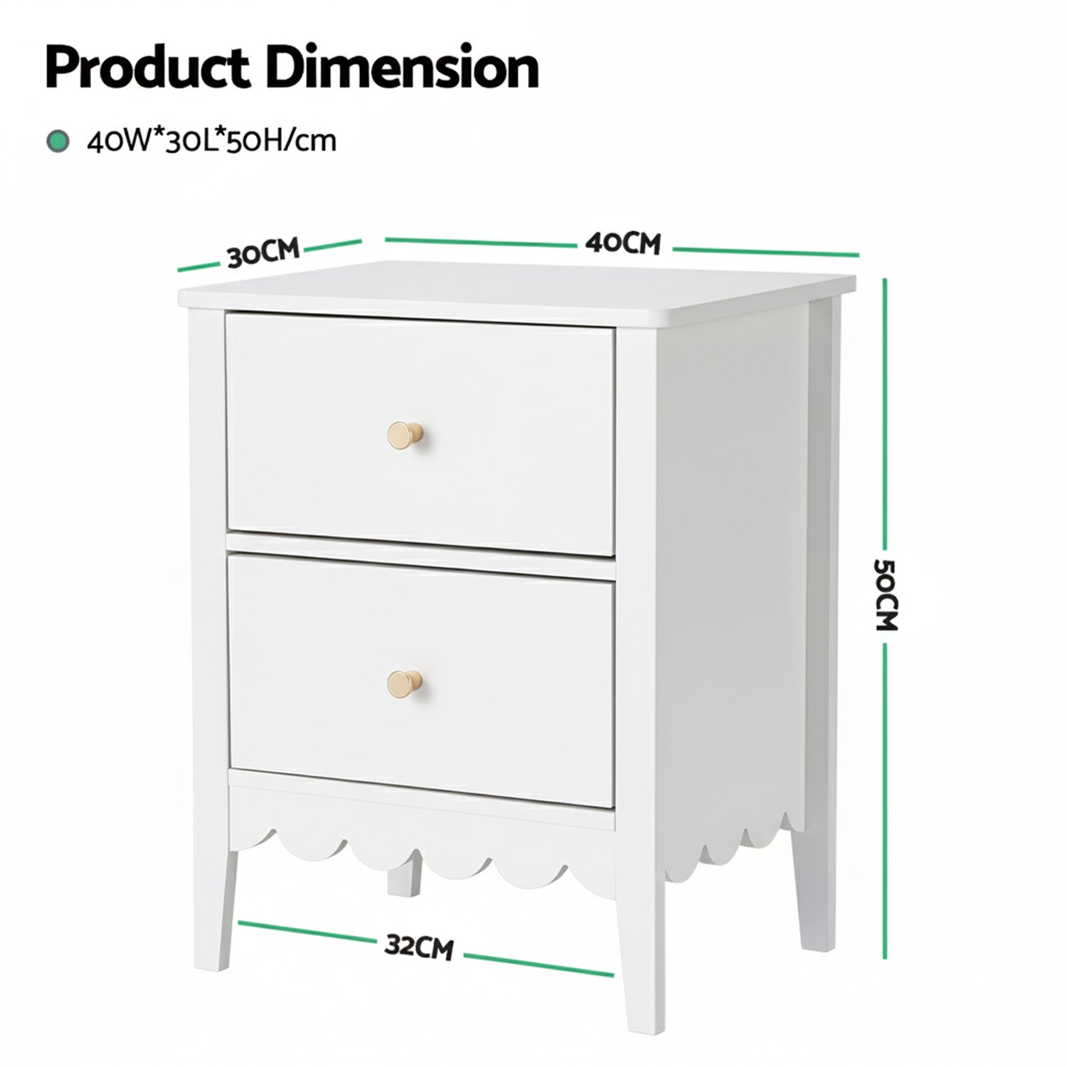 Artiss Bedside Table 2 Drawers Bedroom Storage Nightstand White-Furniture > Bedroom > Bedside Tables-PEROZ Accessories