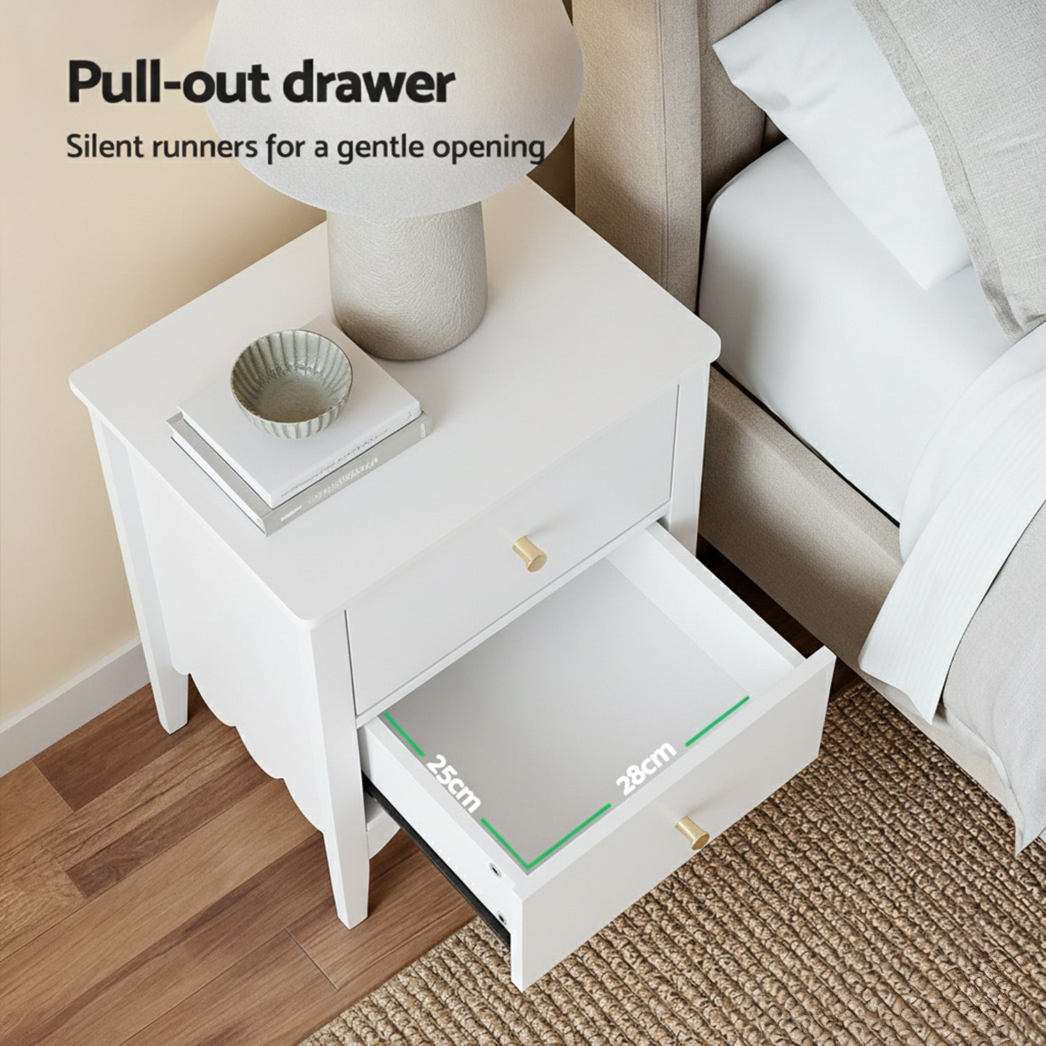 Artiss Bedside Table 2 Drawers Bedroom Storage Nightstand White-Furniture > Bedroom > Bedside Tables-PEROZ Accessories