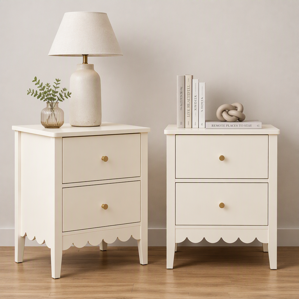 Artiss 2x Bedside Table 2 Drawers Bedroom Storage Nightstand White