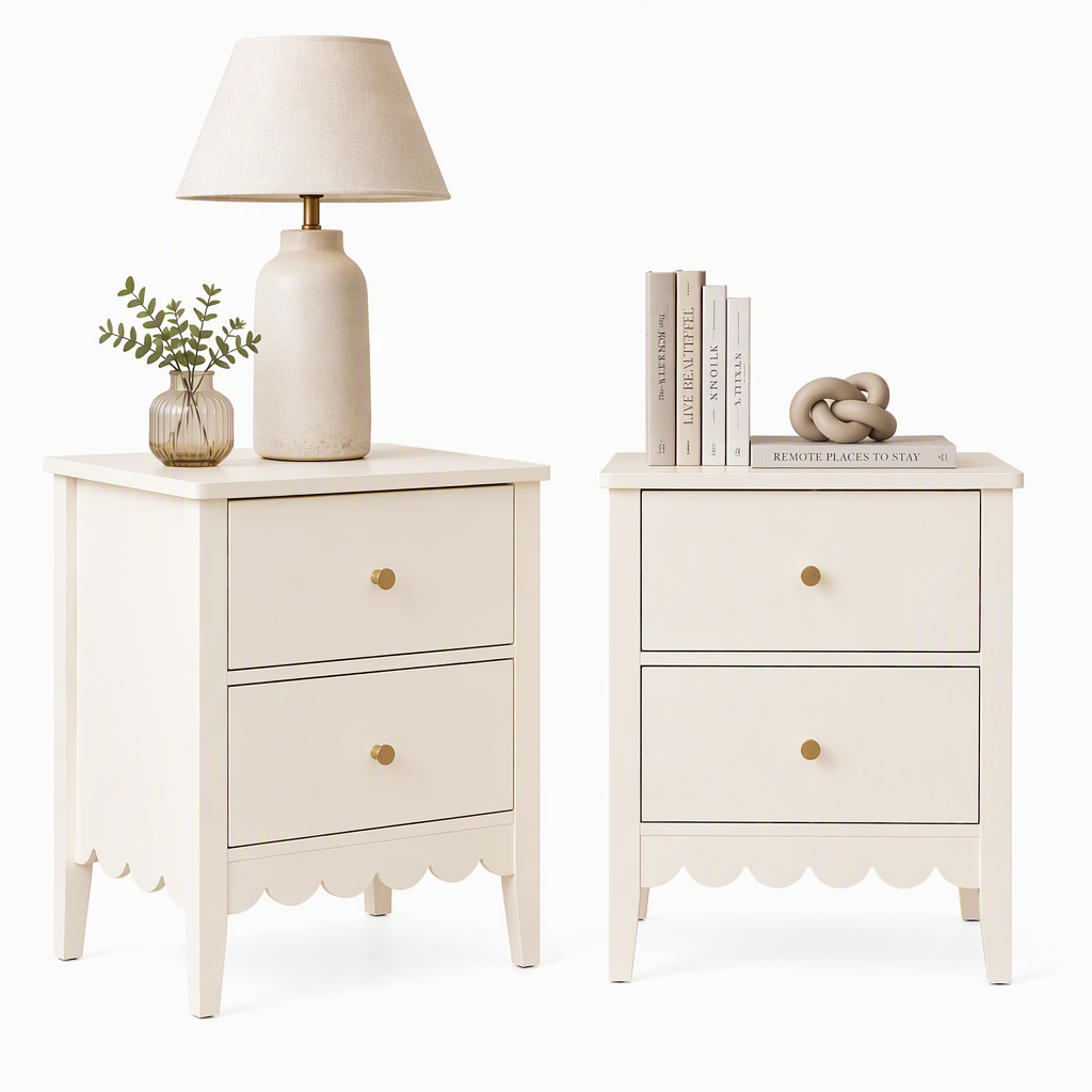 Artiss 2x Bedside Table 2 Drawers Bedroom Storage Nightstand White