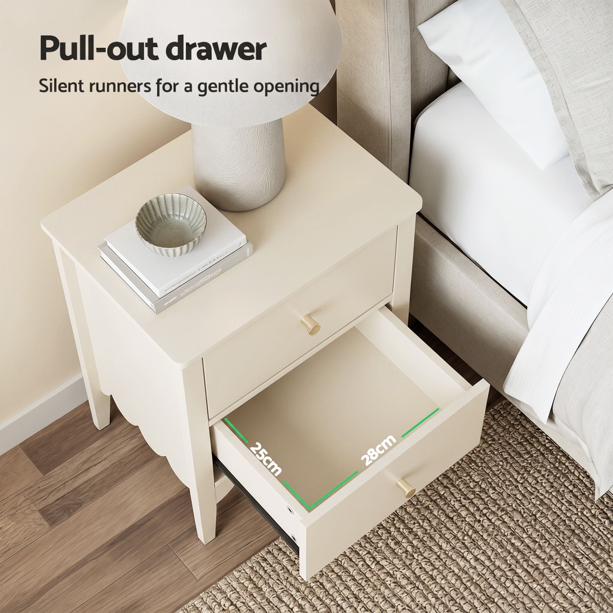 Artiss 2x Bedside Table 2 Drawers Bedroom Storage Nightstand White