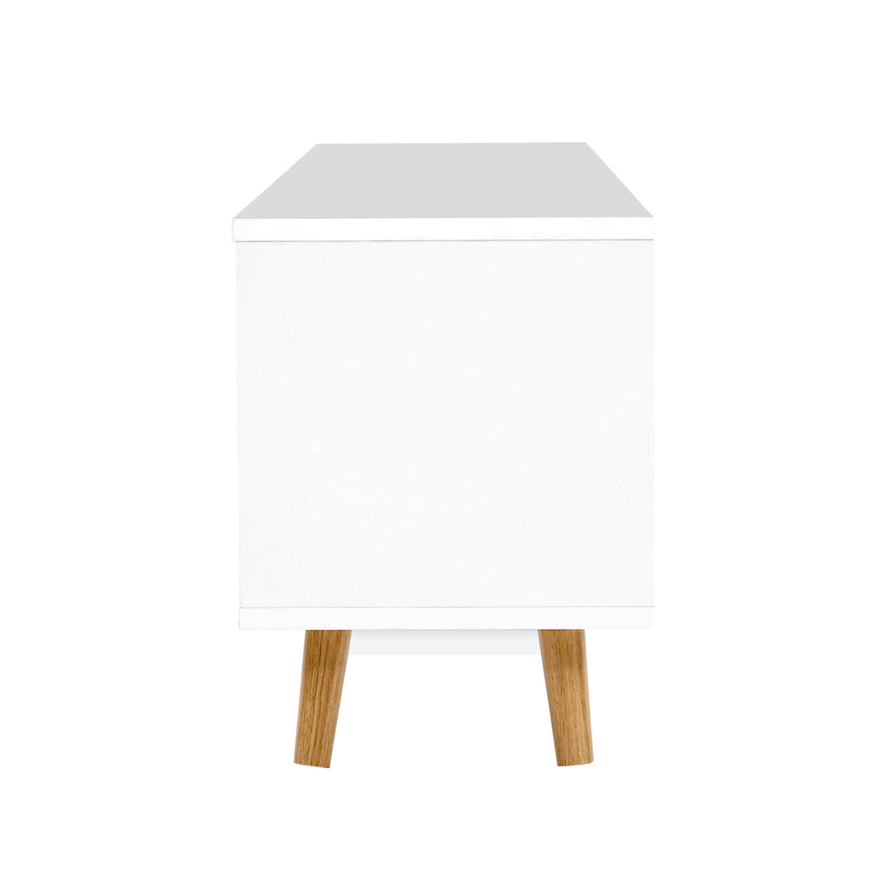 Artiss Wooden Entertainment Unit - White &amp; Wood-Entertainment Units-PEROZ Accessories