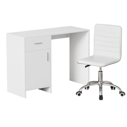 Artiss Computer Desk Office Chair Set PU Leather Home Study Table 100cm White-Furniture &gt; Office &gt; Desks-PEROZ Accessories