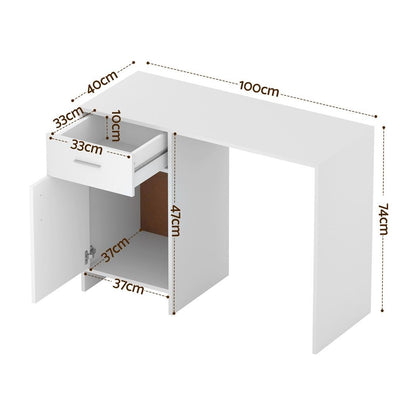Artiss Computer Desk Drawer Cabinet White 100CM-Office Desks-PEROZ Accessories