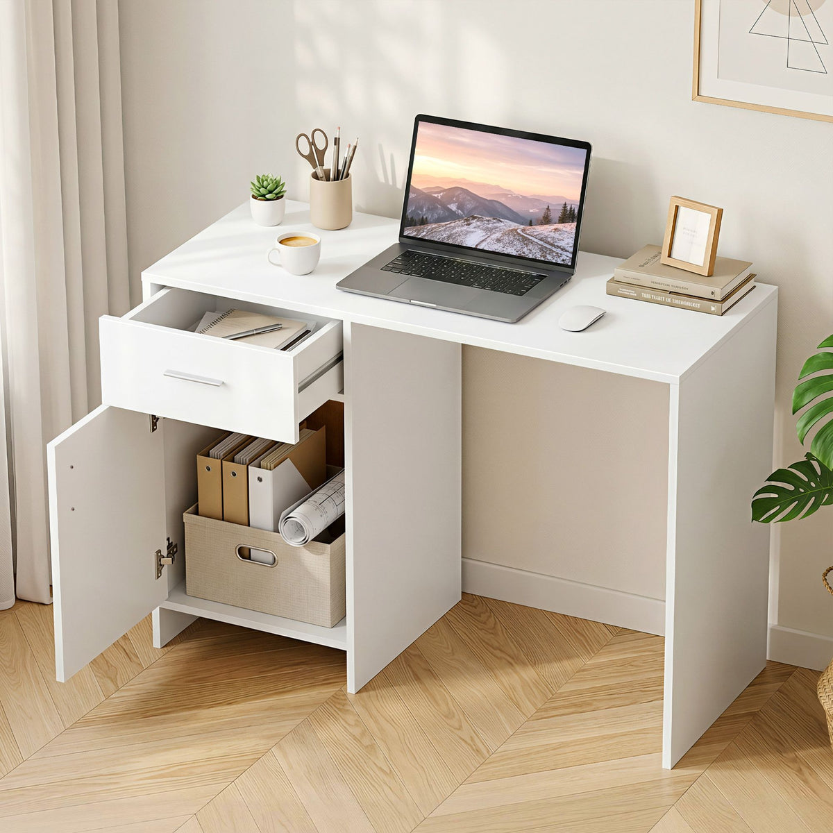 Artiss Computer Desk Drawer Cabinet White 100CM-Office Desks-PEROZ Accessories