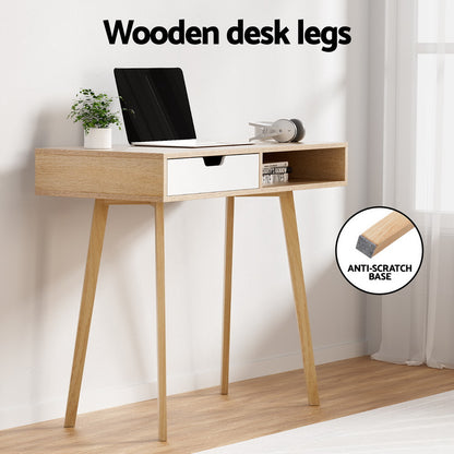 Artiss Computer Desk Drawer Cabinet Shelf Oak 90CM-Furniture &gt; Office-PEROZ Accessories