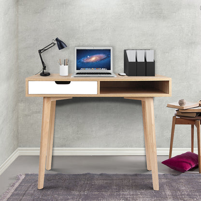 Artiss Computer Desk Drawer Cabinet Shelf Oak 90CM-Furniture &gt; Office-PEROZ Accessories